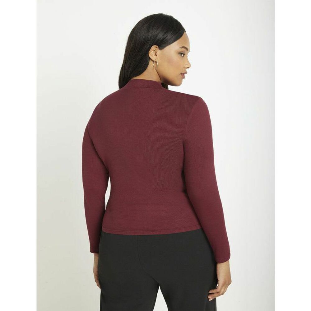 Eloquii Long Sleeve Turtleneck Top In Wine Burgundy Plus Size 26/28 - Picture 6 of 10